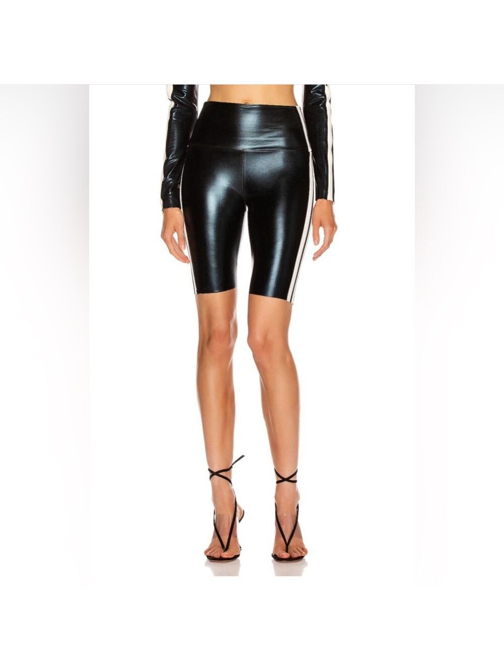 NORMA KAMALI Midnight Blue Side Stripe Bermuda Shorts